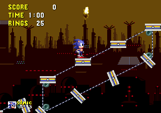 Act 1 takes place amongst an extremely polluted factory-scape. Like something out of Blade Runner, this is one of Dr. Robotnik's most dystopian environments.