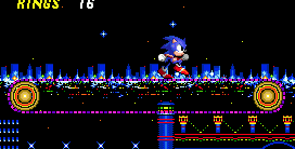 Long purple conveyor belts push Sonic or Tails in one direction.