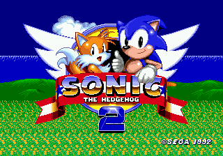 The title screen for Sonic 2 beta. Compare and contrast with the final.