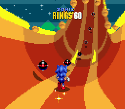 What I describe as the 'skipping rope of doom'. Collect lines of rings just before jumping over the the bombs in the center. Tiwsts and bumps in the road can make it hard to anticipate when to jump.
