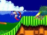 After coming off a pair of loops along a slope, you should have enough momentum to sail up into the air upon hitting this curve..