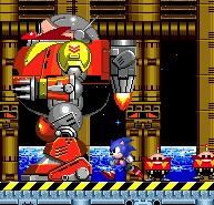 Careful not to get caught behind Eggman. Small bombs will pop out, especially difficult to avoid if you've little room left.