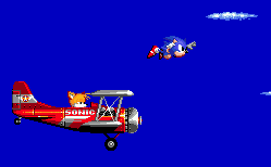 Tails manages to swoop in and save the day, in a particularly accurate display of flight control.