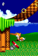 At the start of the larger of the two twisting paths, drop through onto this red spring..