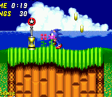 Several checkpoints can be found on isolated platforms above the upper route, accessible via springs and moving platforms.