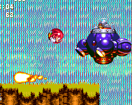 Knuckles' battle, against the Eggrobo, is a little tougher because it fires two balls of flame from each cannon rather than just one, so you'll need to be quick on your feet.