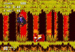As you clear the ship sequence, you can see Eggman through the trees in the distance. It's not over yet!