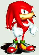 Knuckles the Echidna, tricked into defending Angel Island against Sonic.