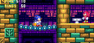 Just before the boss, Knuckles pops in to say hello again. He removes the bridge for you with his handy button, sending you down to the boss arena.