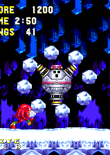 Knuckles has a similar experience, except his arena is still inside the ice caves, where he remains for the first part of Act 2.