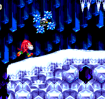 The difficulty ramps up for Knuckles come Act 2. First of all you need to duck under this Star Pointer and a falling icicle before even a whiff of a ring comes your way!..