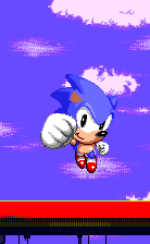 With Sonic 3 complete, Sonic leaps out in celebration. In S3&K, the platform simply falls down to Mushroom Hill where the adventure continues...