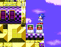 First off, in Sonic 3, you'll have to cross these Eggman boxes to get through the tunnel to the switch. Walk up the curve, do NOT jump or roll, or you'll accidentally open one or both of them!