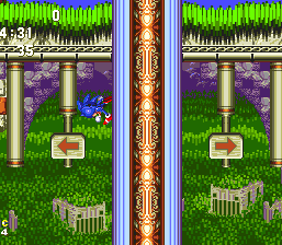 ..These pillars however always have a secret exit, sometimes hinted at by arrows. They'll always lead you automatically toward one side but you can also jump off to the other mid-way down for a potentially massive shortcut!