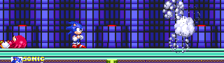 When Knuckles has been defeated, you'll notice some explosions going on over to the right..