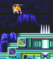 As Tails, you can access an extremely lucrative secret area by flying upwards at this point, just outside the room that then teleports you up to the top floor. Jump high and keep flying into the wide space above, staying close to the left hand wall.. 
