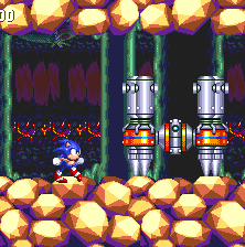 Very shortly after this point on the main route, Sonic and Knuckles can both encounter the driller again on his second and final appearance..