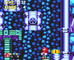 Near the end of Knuckles' journey, he faces a tall room filled with blocks moving in opposing directions. Slightly intimidating perhaps, but there's a fairly easy way around them..