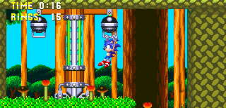 The Sonic & Knuckles level select is accessed in a slightly unusual way. Go to Mushroom Hill and hang from one of the handles of a pump device. Press left three times, right three times, and up three times. Listen for the ring chime, then press start then A to reset the game..