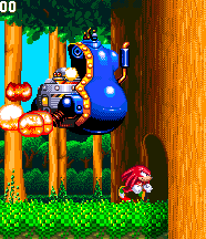 Finally, after eight hits, Eggman or Eggrobo will start to explode, eventually colliding with a solid tree trunk at the end. Your character will run automatically through a small doorway underneath.
