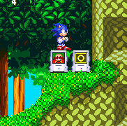 ..Along these various upper platforms, don't trust this Eggman item! It causes nothing but damage.
