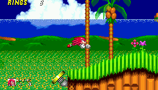 Knuckles glides through Emerald Hill with ease.