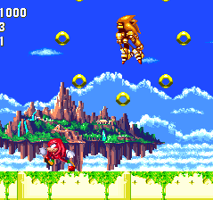 After six hits, Mecha Sonic tries a new strategy after his next charge. He hovers slowly above you, then emits a circle of harmful gold rings outwards. Try to stay between them, though don't go too far away, as you'll miss your chance to hit him..