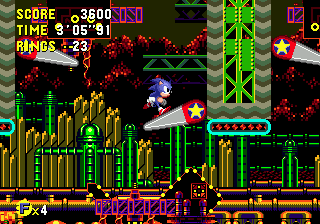 The Bad Future here represents Sonic CD's amazing ability to represent a dark and polluted world, yet still retain a certain level of colour and vibrancy that's rare in games.
