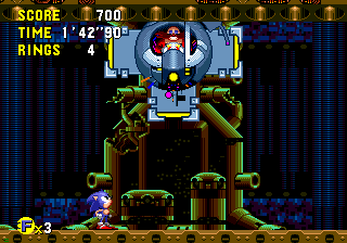 Shutters draw back to reveal Dr Eggman waiting for you in a large spherical machine surrounded by rectangular panels. The final showdown is on!