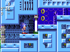 Corridors can be just as tight in Zone 2 - sometimes just a bit too tight for regular-sized Sonic..! 