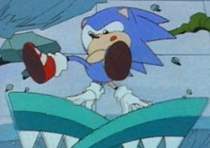 Sonic manages to escape the sharp jaws of the beast.