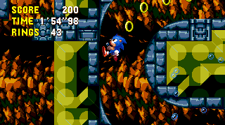 The Past's water level occupies the bottom portion of this route, which makes it impossible for Sonic to gain enough speed to run up this way. Try another route.