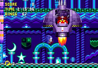 In the arena, as is often the case, you need to hit Eggman to get things rolling.