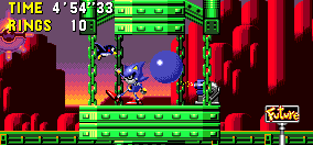 Metal Sonic is found goofing around inside pillar 5.